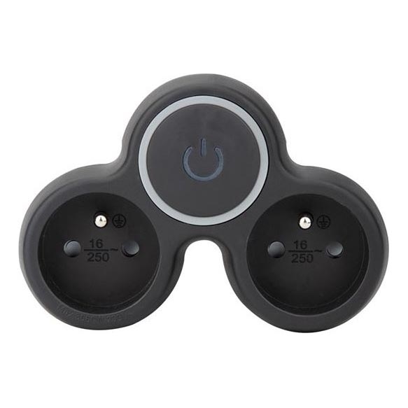 Mehrfachsteckdose mit Schalter, 2 x 10 A, schwarz