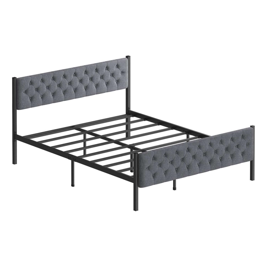 Metall-Doppelbett KAROM 120x200 cm, grau, max. Belastbarkeit 120 kg