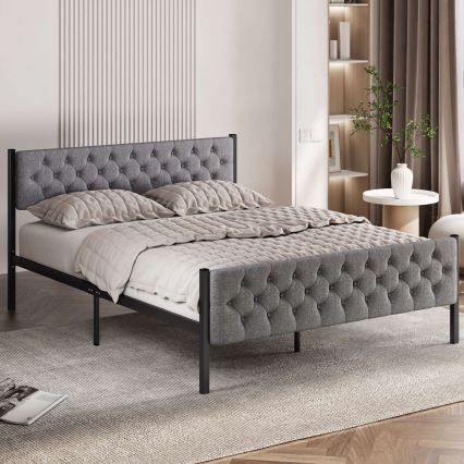 Metall-Doppelbett KAROM 120x200 cm, grau, max. Belastbarkeit 120 kg