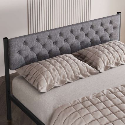 Metall-Doppelbett KAROM 120x200 cm, grau, max. Belastbarkeit 120 kg