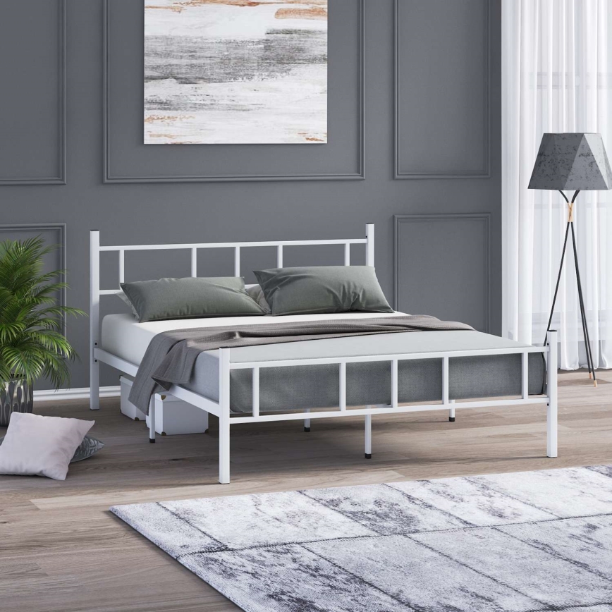 Metall-Doppelbett PIRON 120x200 cm, weiß – Tragkraft 120 kg