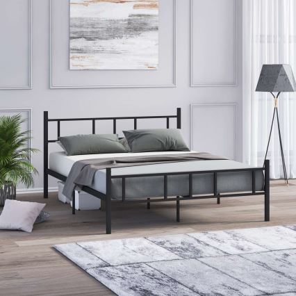 Metall-Doppelbett PIRON 160x200 cm, schwarz, max. Tragkraft 200 kg