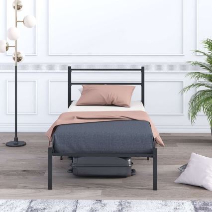 Metall-Einzelbett FERON 90x200 cm, schwarz, Belastbarkeit 120 kg