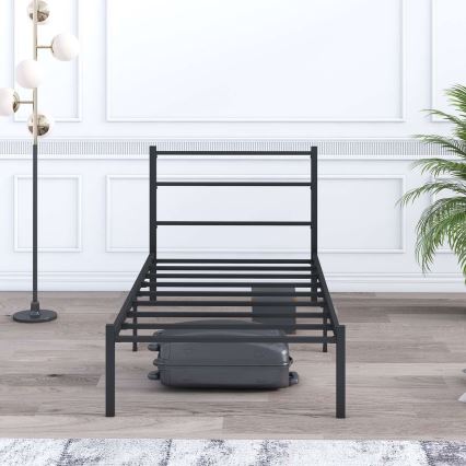 Metall-Einzelbett FERON 90x200 cm, schwarz, Belastbarkeit 120 kg