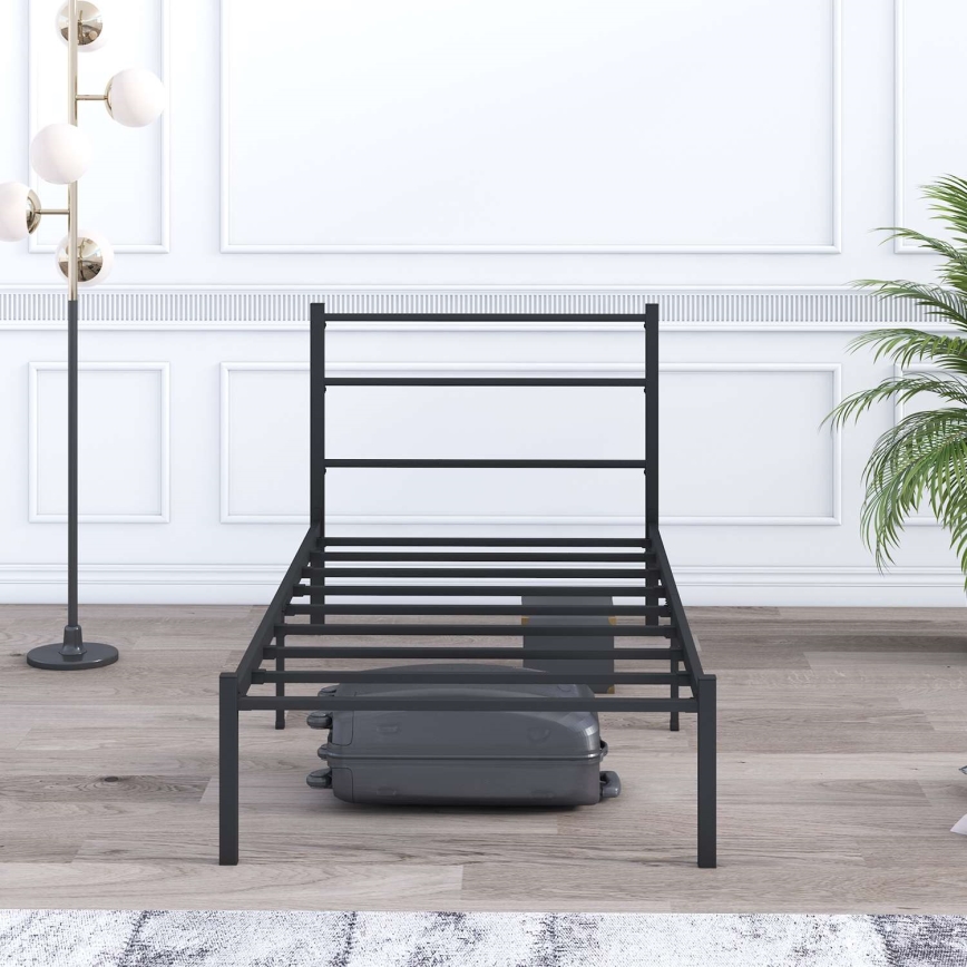 Metall-Einzelbett FERON 90x200 cm, schwarz, Belastbarkeit 120 kg