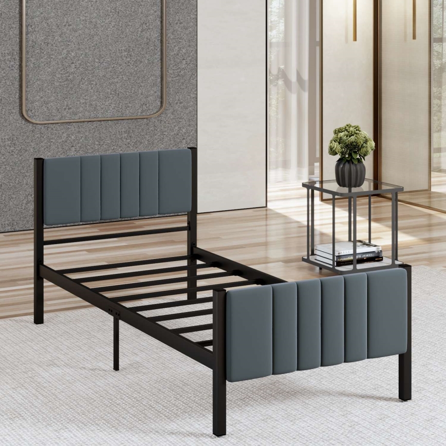 Metall-Einzelbett LUNOR 90 x 200 cm, Anthrazit, Tragkraft 120 kg