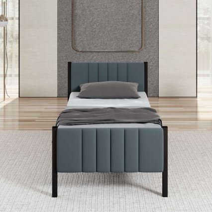 Metall-Einzelbett LUNOR 90 x 200 cm, Anthrazit, Tragkraft 120 kg