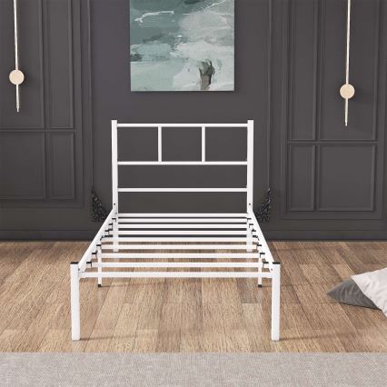 Metall-Einzelbett ROVAN 90 x 200 cm, weiß, Belastbarkeit 120 kg