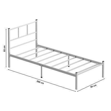 Metall-Einzelbett ROVAN 90 x 200 cm, weiß, Belastbarkeit 120 kg