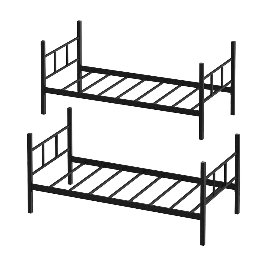 Metall-Etagenbett MAVEN 90x200 cm, schwarz, Tragfähigkeit 2x100 kg