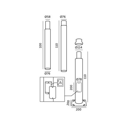 Metallmast für Außenbeleuchtung BASE, 3 m, grau