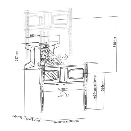 MK FLORIA MKF-21DM647 - Wandhalterung mit Gelenk für 70 Fernseher schwarz + Fernbedienung