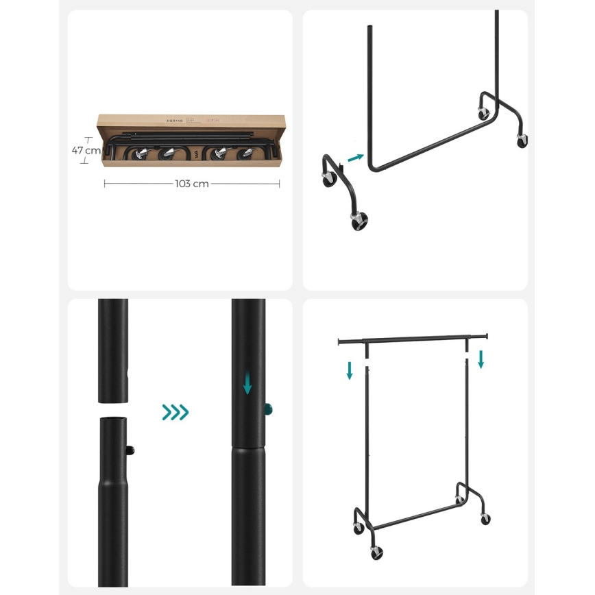 Mobiler Garderobenständer LINEA, schwarz