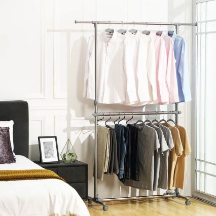 Mobiler Garderobenständer LINEA, silber