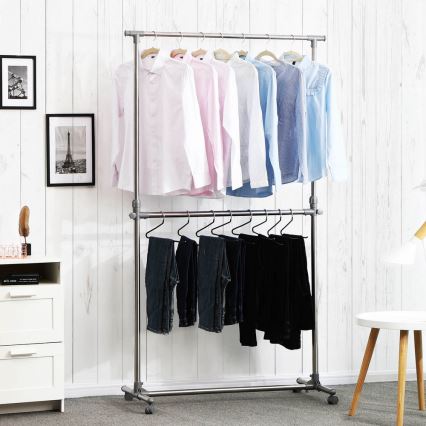 Mobiler Garderobenständer LINEA, silber