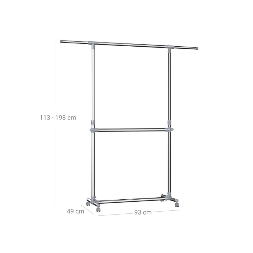 Mobiler Garderobenständer LINEA, silber