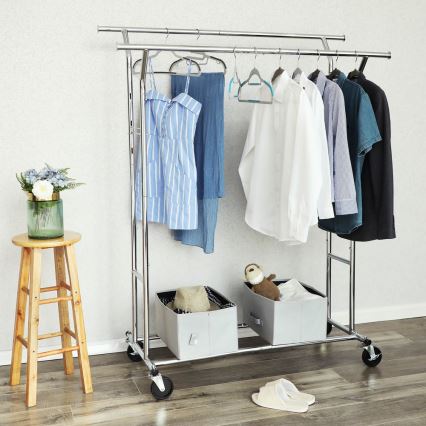 Mobiler Garderobenständer LINEA, silber