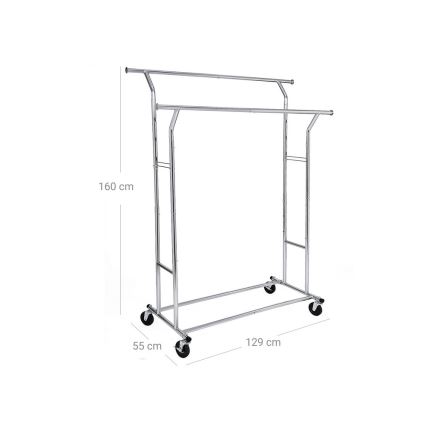 Mobiler Garderobenständer LINEA, silber