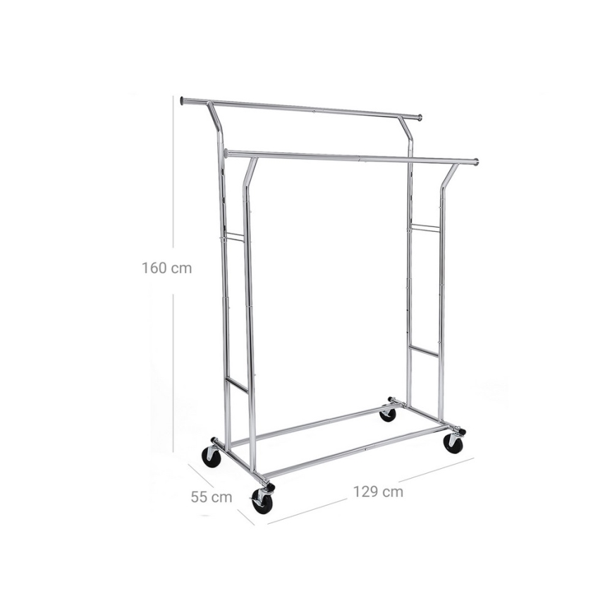 Mobiler Garderobenständer LINEA, silber