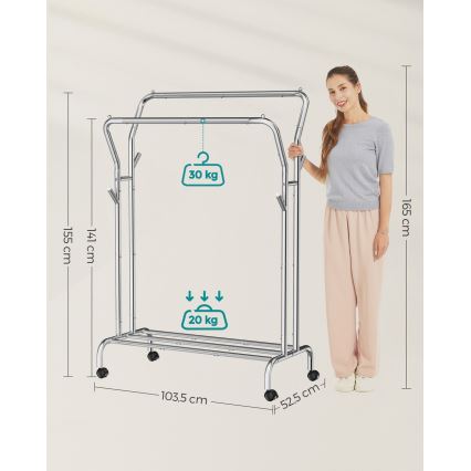 Mobiler Garderobenständer LINEA, silber