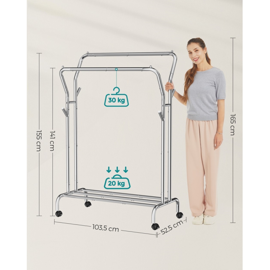 Mobiler Garderobenständer LINEA, silber