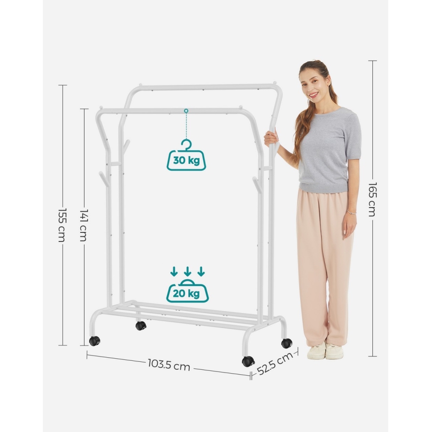 Mobiler Garderobenständer LINEA, weiß