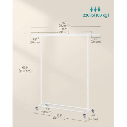 Mobiler Kleiderständer LINEA weiß