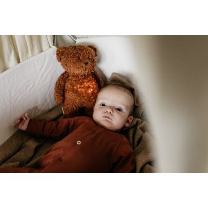 Moonie - Kuscheltier mit Melodie und Licht kleiner Bär 2.0 organic Karamell