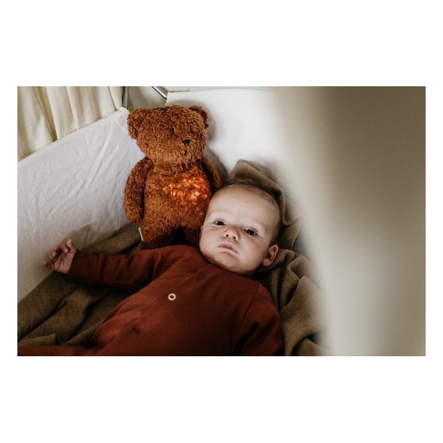 Moonie - Kuscheltier mit Melodie und Licht kleiner Bär 2.0 organic Karamell