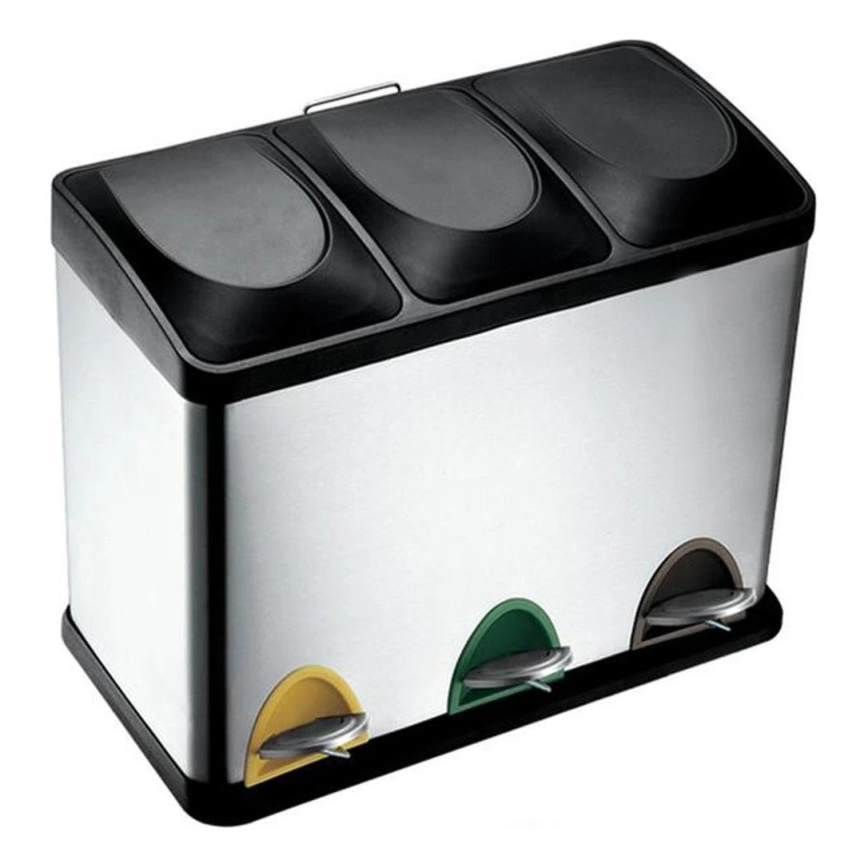 Mülleimer für getrennte Abfälle 45 l schwarz/Edelstahl