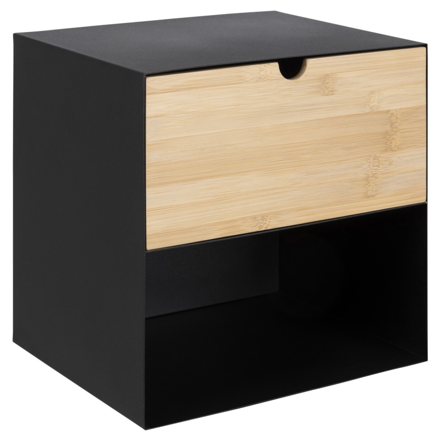 Nachttisch mit Wandmontageoption BEKIM schwarz/Bambus