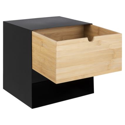Nachttisch mit Wandmontageoption BEKIM schwarz/Bambus