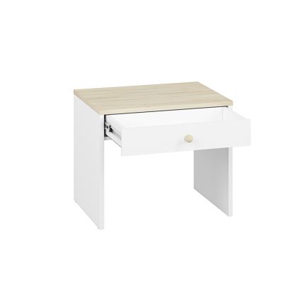 Nachttisch BUBO 58x69 cm Weiß/helles Buchenholz