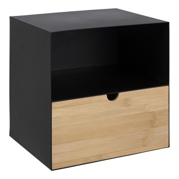Nachttisch mit Wandmontageoption BEKIM schwarz/Bambus