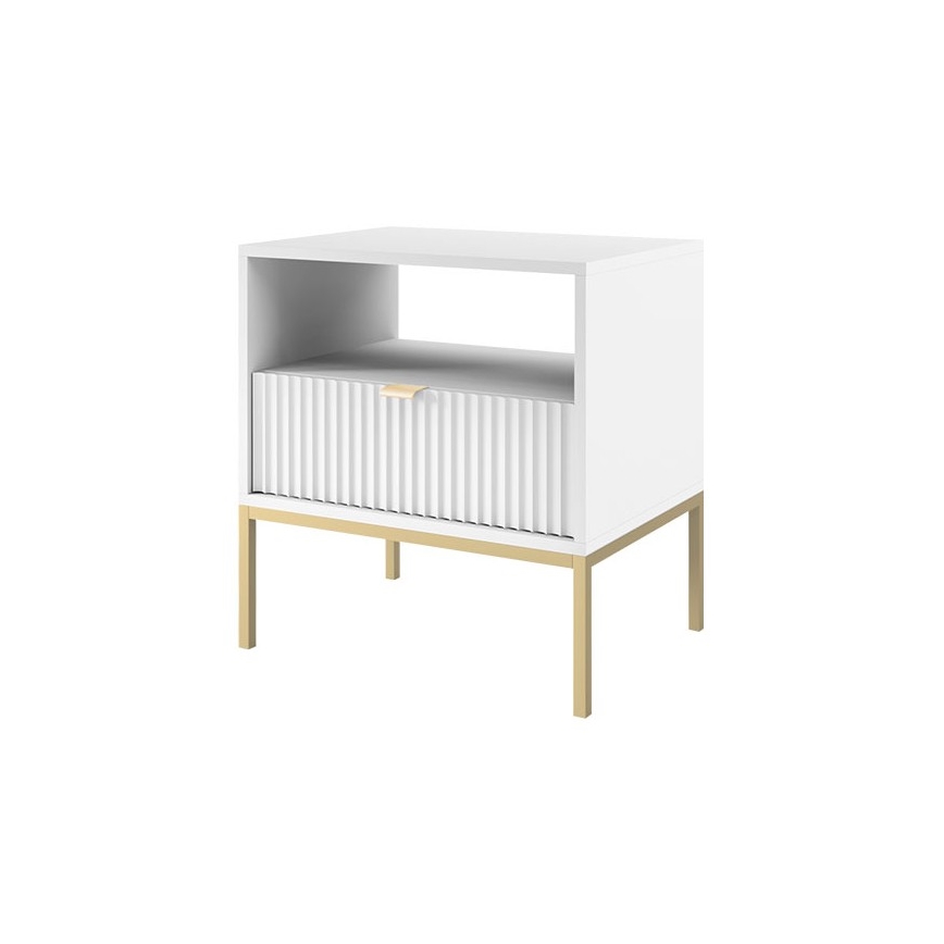 Nachttisch NOVA 56x54 cm weiß/golden