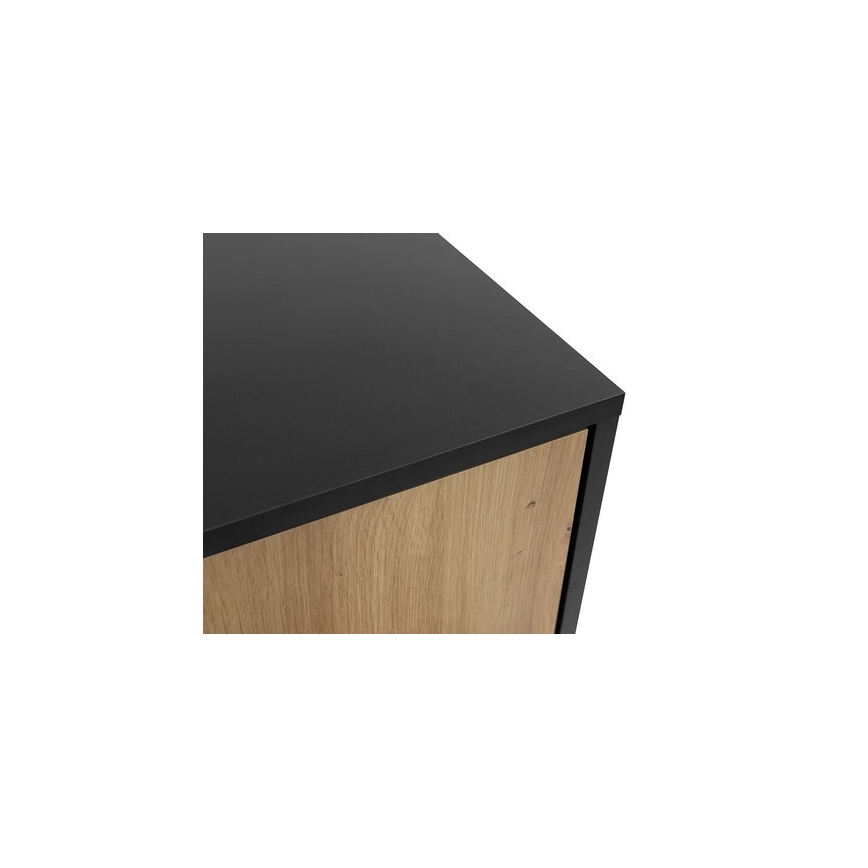 Nachttisch OVESSI 52x47 cm schwarz / Eiche Artisan