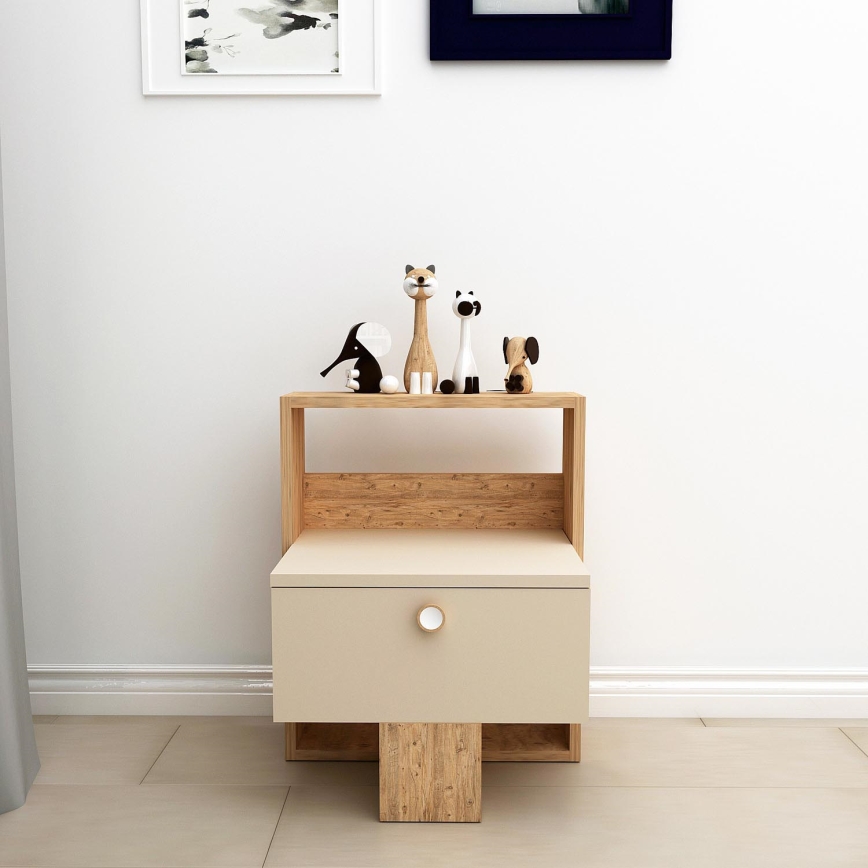 Nachttisch SNEKER 60x48,6 cm beige/Kiefer atlantisch
