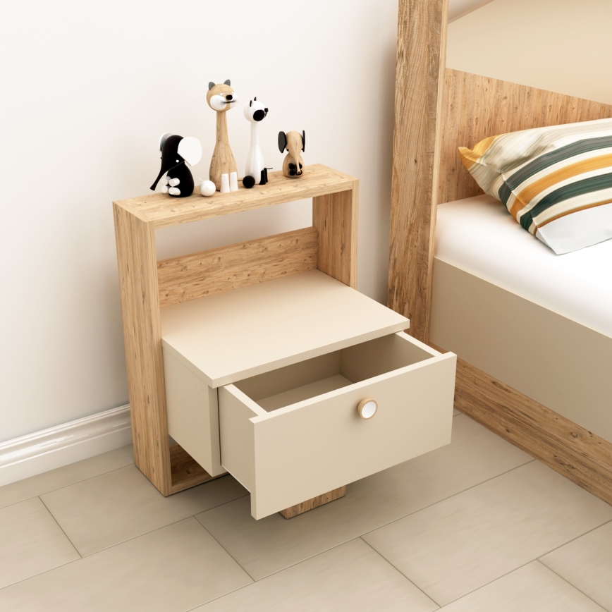 Nachttisch SNEKER 60x48,6 cm beige/Kiefer atlantisch