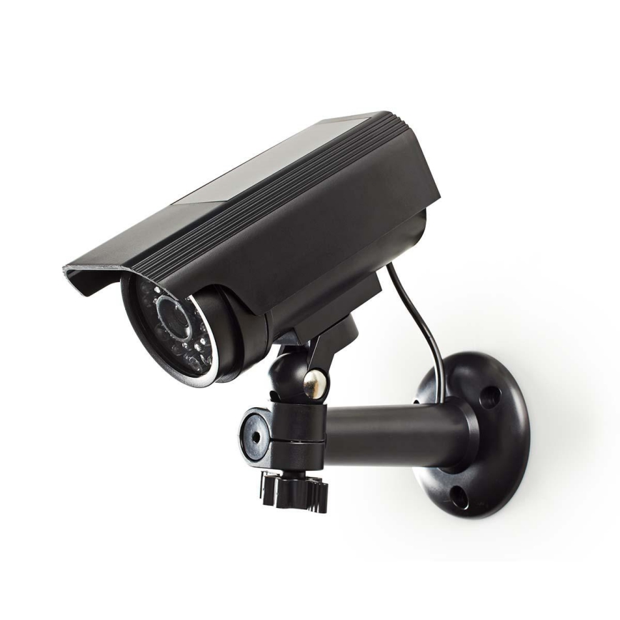 LED Attrappe einer Sicherheitskamera mit Solarpanel 2xAA IP44
