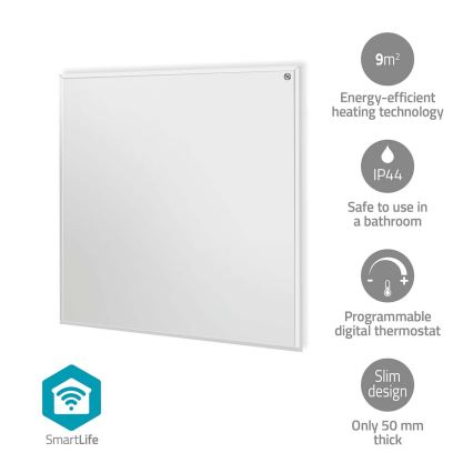 Infrarot-Heizpaneel 350W/230V 59,8x62 cm IP44 Wi-Fi Tuya + Fernbedienung