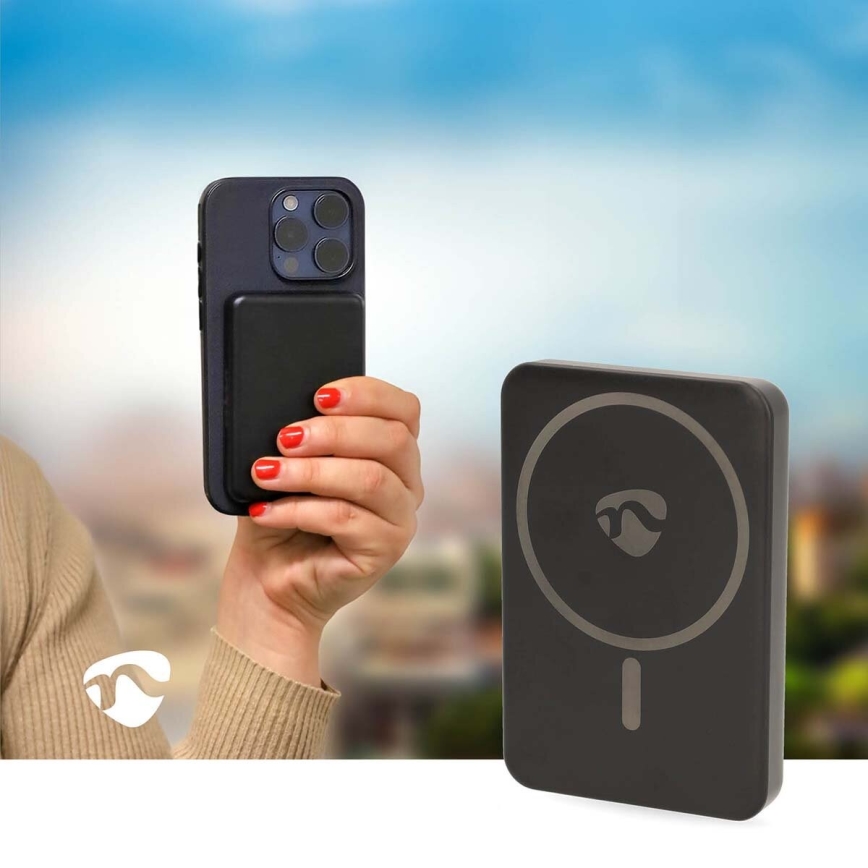 Powerbank 2-in-1 magnetisch mit kabellosem MagSafe-Laden 5000 mAh schwarz