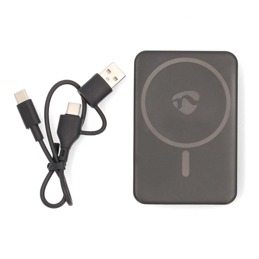 Powerbank 2-in-1 magnetisch mit kabellosem MagSafe-Laden 5000 mAh schwarz