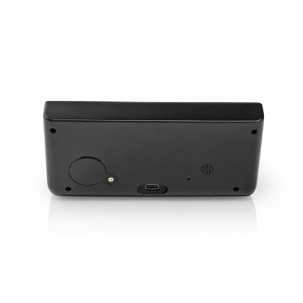 Wecker mit LCD-Display und kabellosem Ladegerät 15W/5V + 1xCR2032 schwarz