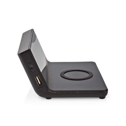 Wecker mit LCD-Display und kabellosem Ladegerät 15W/5V + 1xCR2032 schwarz