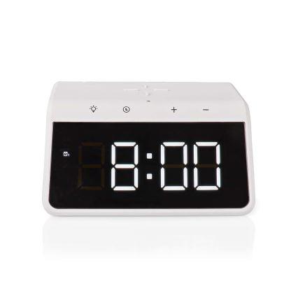 Wecker mit LCD-Anzeige und kabellosem Ladegerät 15W/230V 1x CR2032 weiß