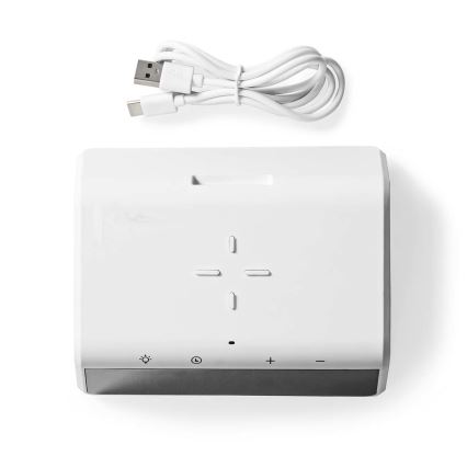 Wecker mit LCD-Display und kabellosem Ladegerät 15W/5V 1xCR2032 weiß