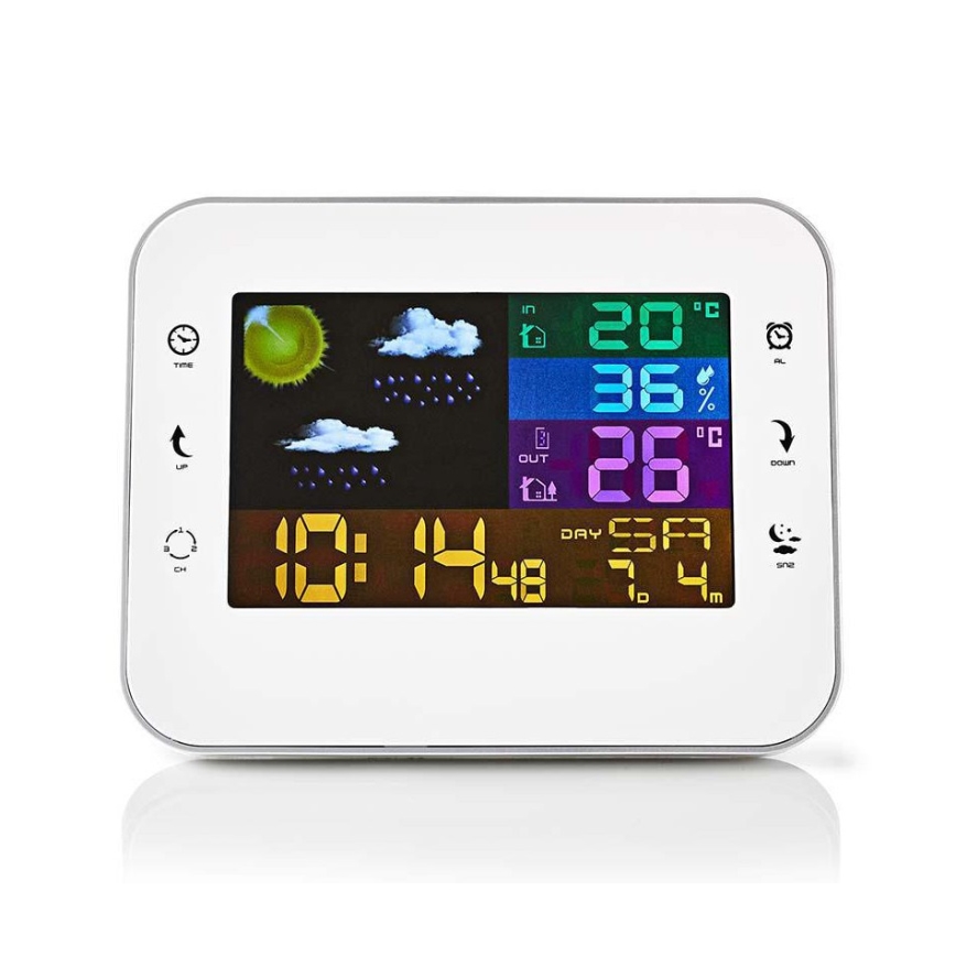 Wetterstation mit Farb-LCD-Anzeige 230V/3xAAA + 2xAA weiß