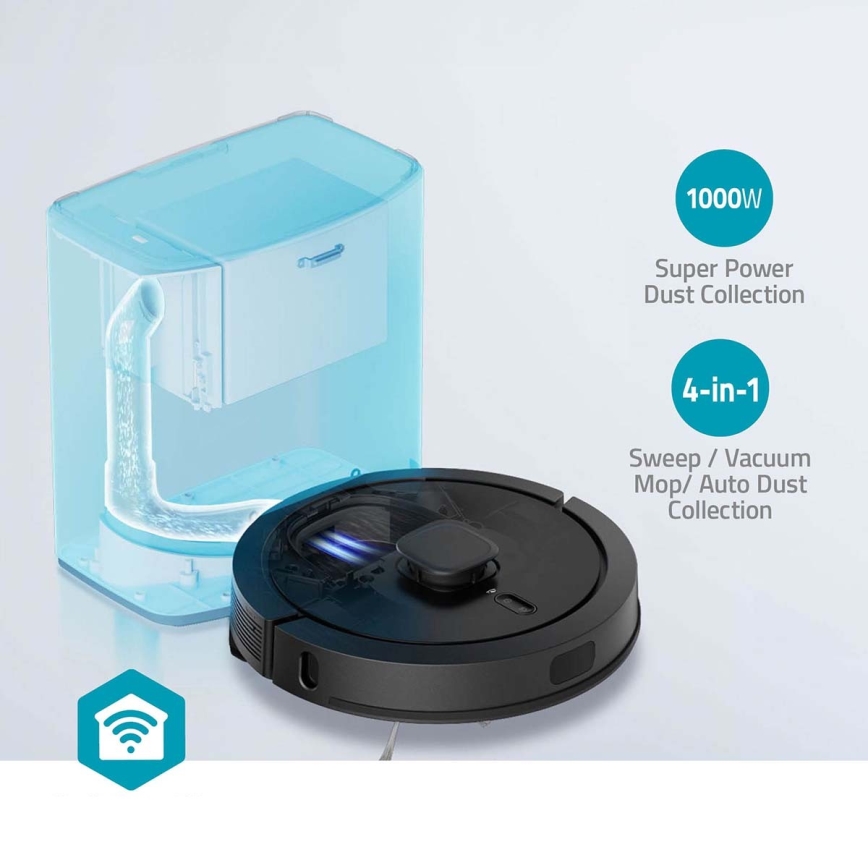 Intelligenter Saugroboter mit Wischfunktion SmartLife 5200 mAh Wi-Fi Tuya Schwarz + Fernbedienung