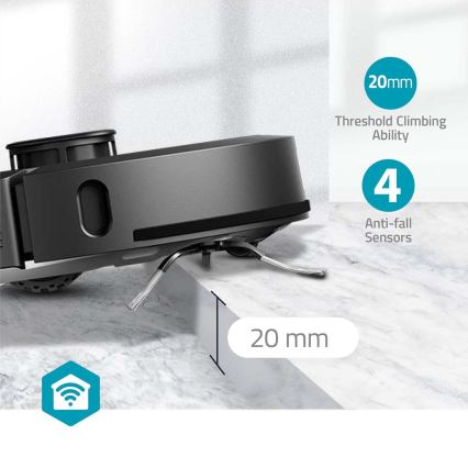 Intelligenter Saugroboter mit Wischfunktion SmartLife 5200 mAh Wi-Fi Tuya Schwarz + Fernbedienung