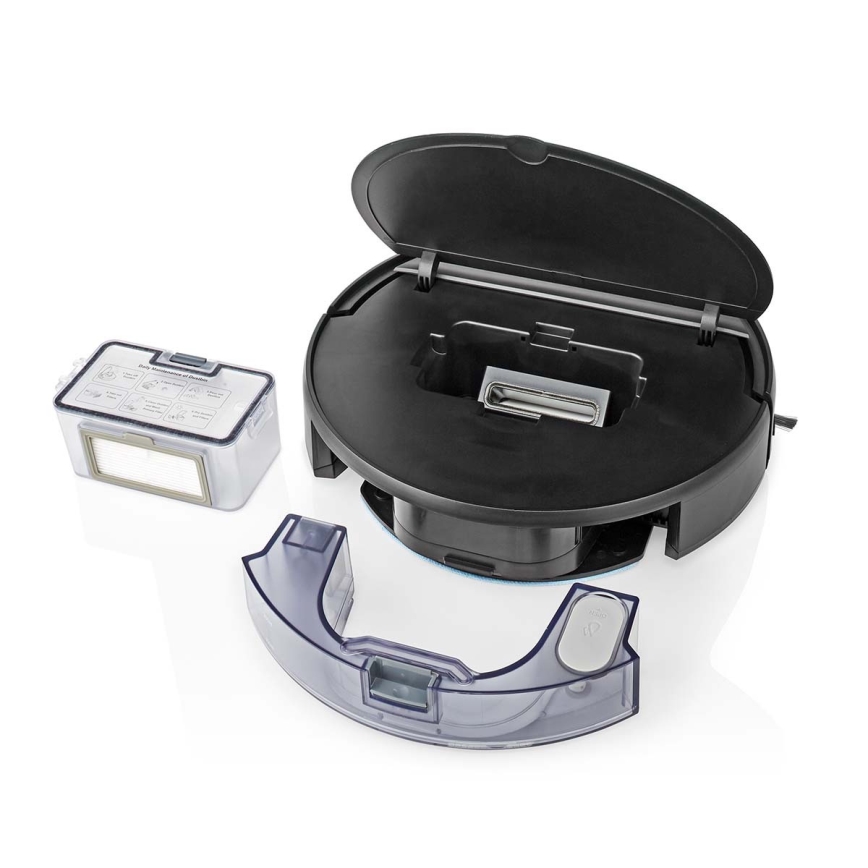 Intelligenter Saugroboter mit Wischfunktion 28W/2500 mAh WLAN Schwarz + Fernbedienung